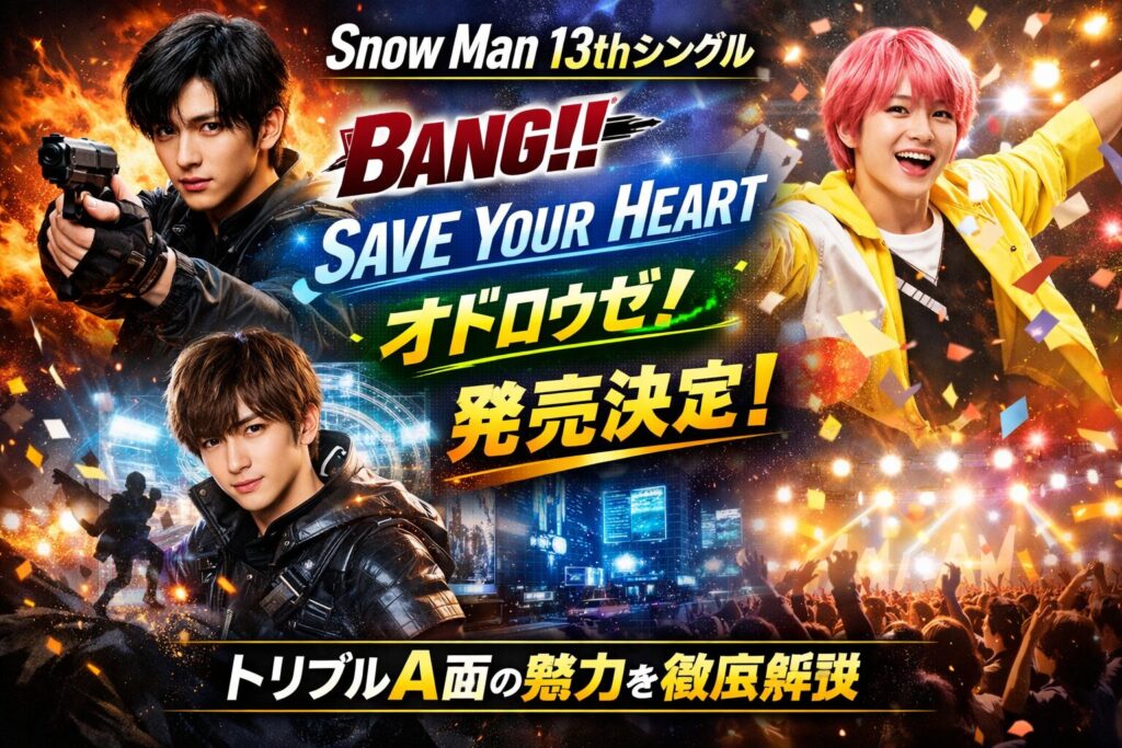 Snow Man 13thシングル「BANG!! / SAVE YOUR HEART / オドロウゼ！」発売決定！トリプルA面の魅力を徹底解説