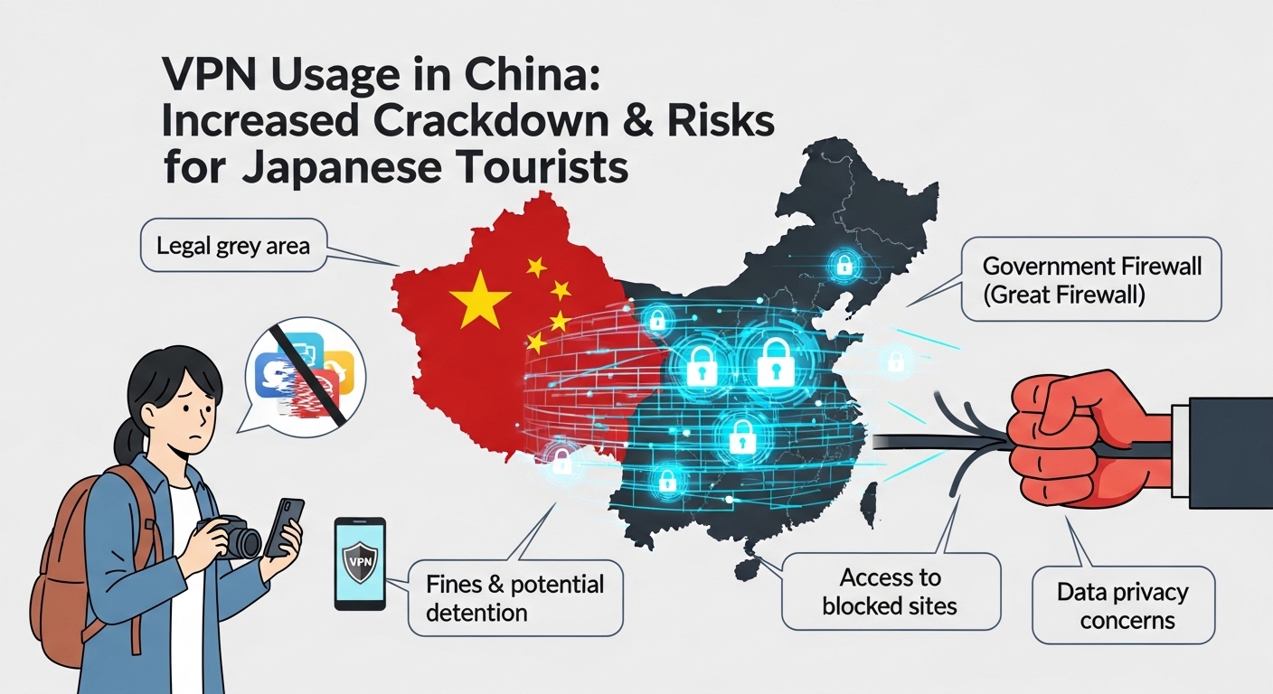 中国でVPNは違法？摘発強化の真実と日本人観光客のリスク解説